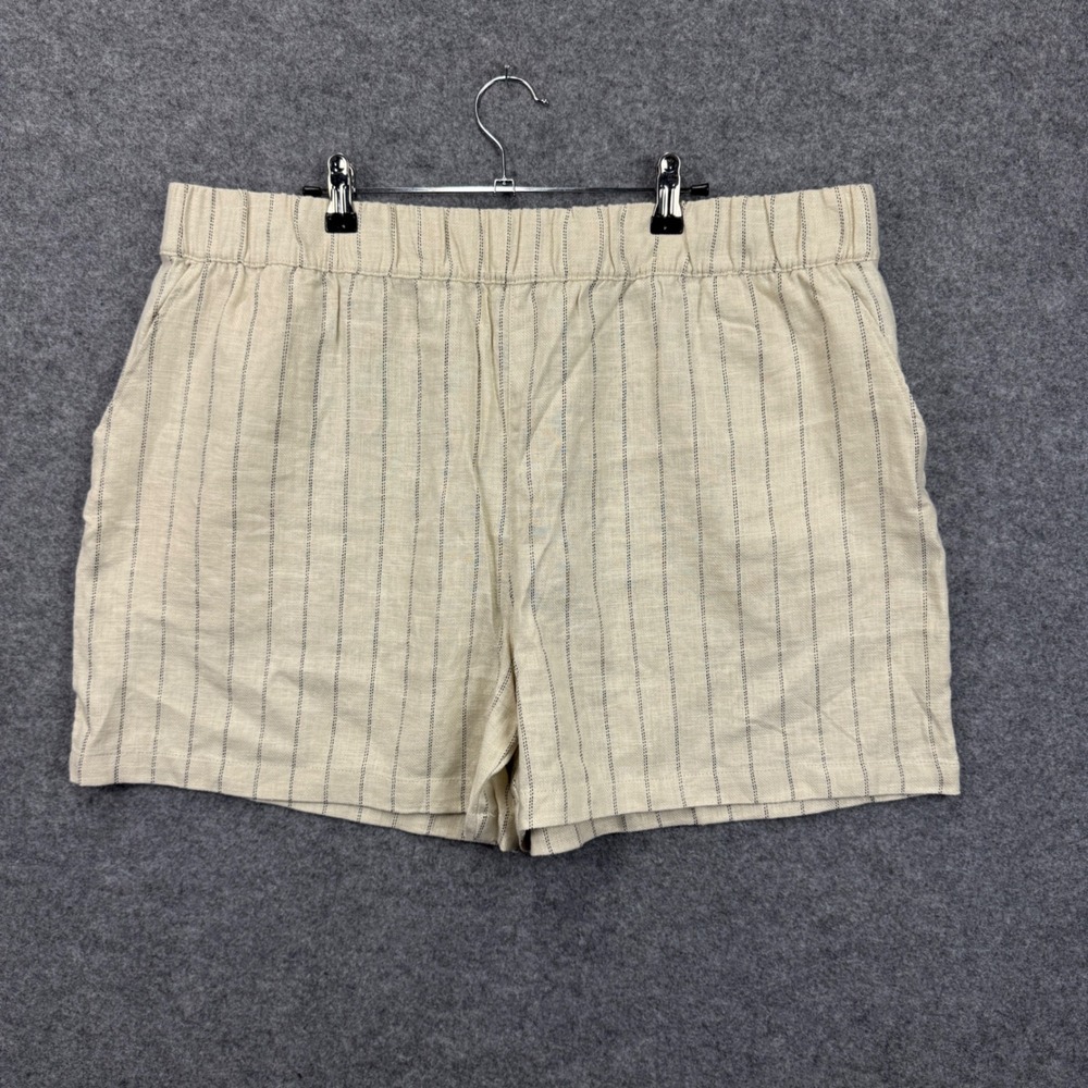 BLANKNYC Women XXL Cream Pinstripe Linen Blend 5" Inseam Shorts NWT 1894390